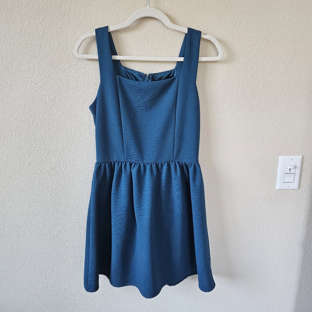 Forever 21 Teal Textured Wide Strap Sleeveless Mini Party Dress